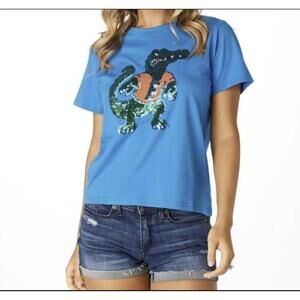 NEW STEWART SIMMONS women's the florida sequin shirt in blue